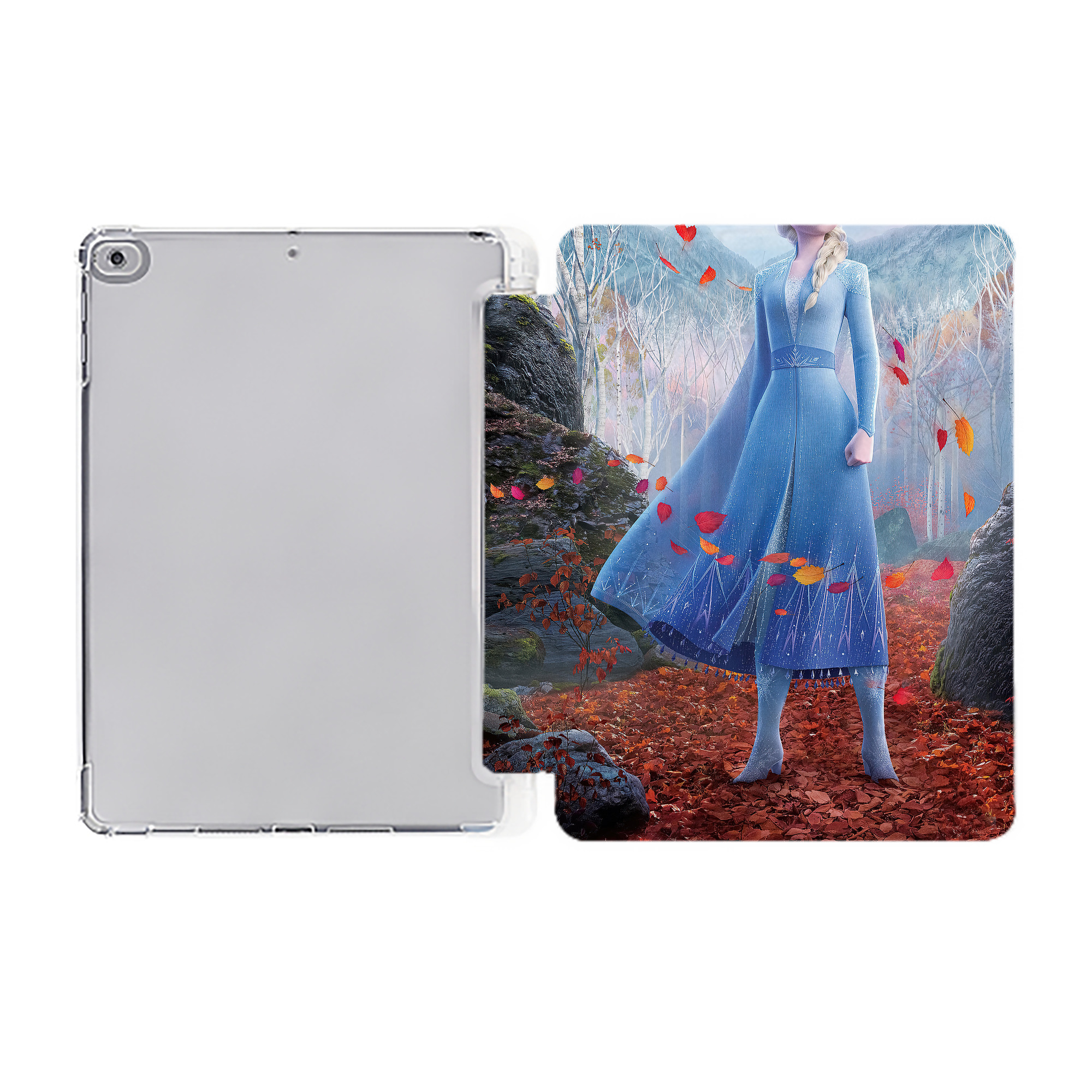 （画像用） アナと雪の女王 アンナ エルサ Frozen Anna Elsa IPad ケース ペン収納付き 三つ折りスタンド PUレザー×シリコン 対応機種9.5/10.5/10.9インチ